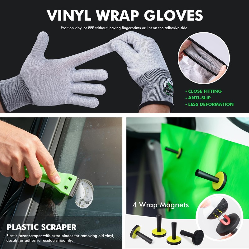 FOSHIO Vinyl Wrap Tool Kits Knife Less Tape 50m (164ft),