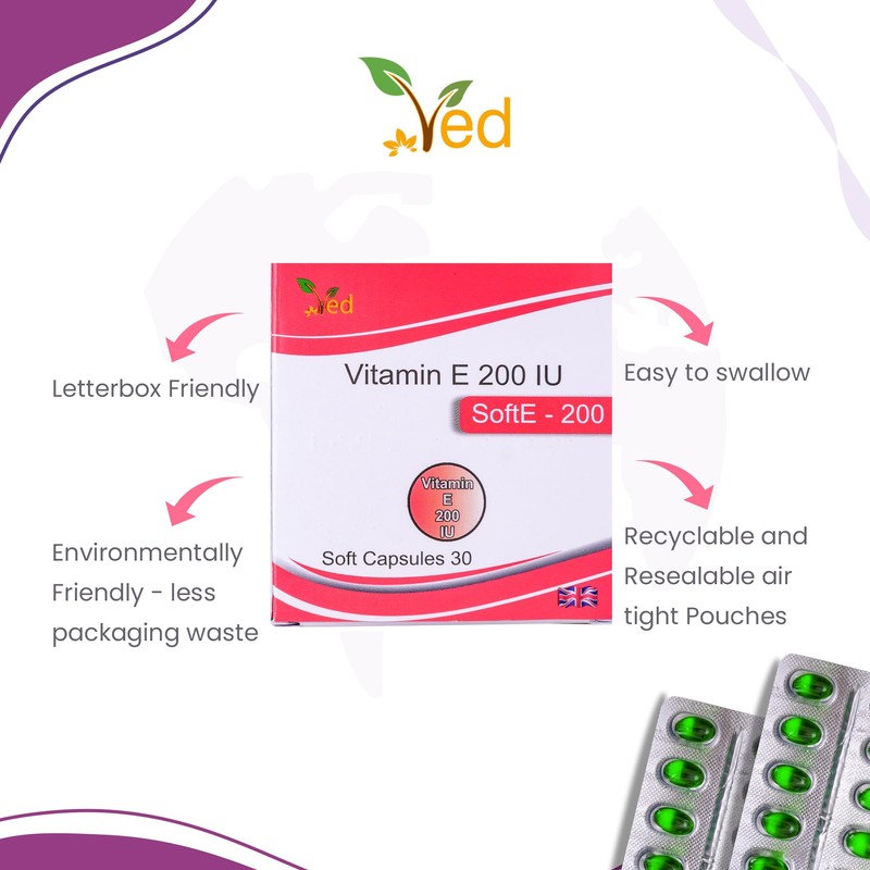 VED Vitamin-E 200 IU SOFTGEL Capsule | 30 Days Supply