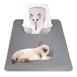 Apatal Cat Litter Mat 28" x 20" Waterproof Rubber Litter Box Mat Non-Slip & Soft Litter Trapping Mat Easy to Clean Kitty Litter Mat for Indoor Floor (Small)