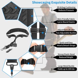 FIEIL Shoulder Strap for Weed Eater, Trimmer Shoulder Strap with Thicken 3D Air Cushion, Not Easy to Slide, Weed Eater Harness Compatible with String Trimmer & Leaf Blower (Reduced Stress)