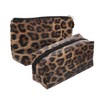 Mikinona 2pcs Leopard Print Cosmetic Bags Toiletry Organizer Travel Makeup