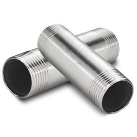 Set of 2 Tap Extension 1/2 Inch x 50 mm, DN15 Thread Extension, 1/2 Inch Male x 1/2 Inch Male Thread, 50 mm Stainless Steel Extension Fitting, Connection Extension for Drinking Water and Heating