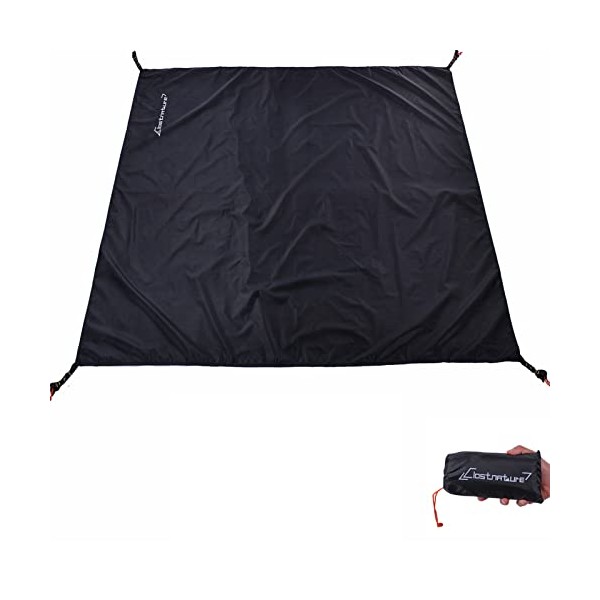 Clostnature Waterproof Tent Footprint for Camping - Ultralight Camping Tarp, Tent Groundsheet for Camping, Black Footprint for Hammock, Heavy Duty Tent Floor Saver - Storage Bag Included