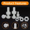 500 Pcs White Nylon Plastic Pan Round Head Screws Bolts