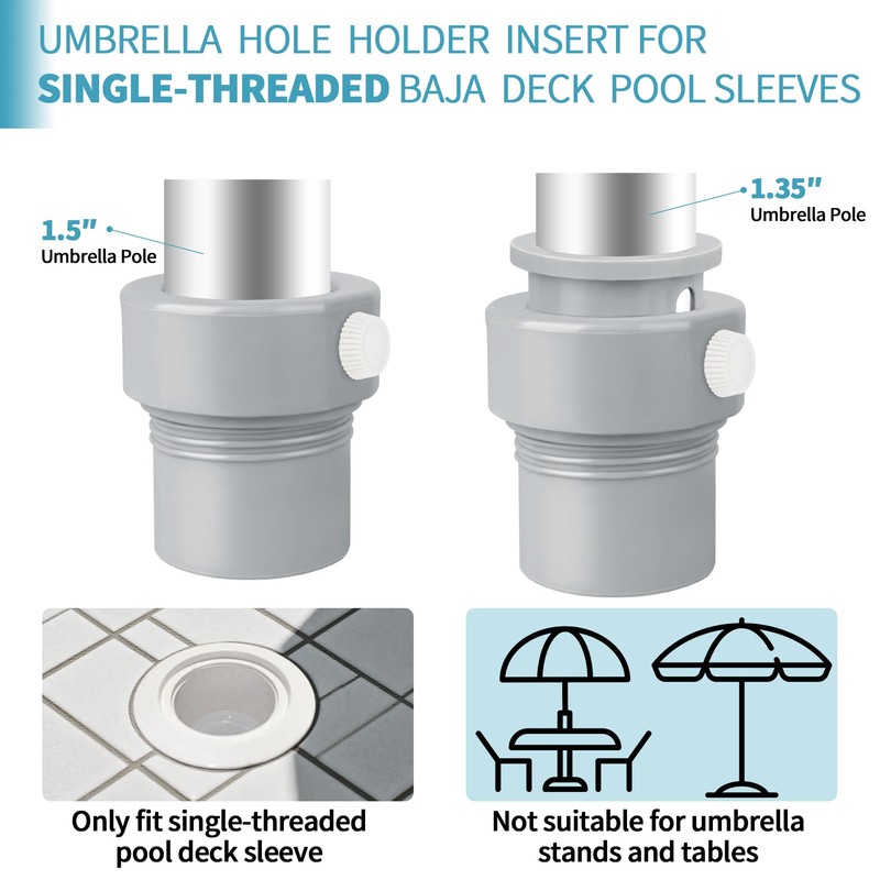 Pool Umbrella Pole Stabilizer, Pool Umbrella Adapter for Single-Threaded Baja