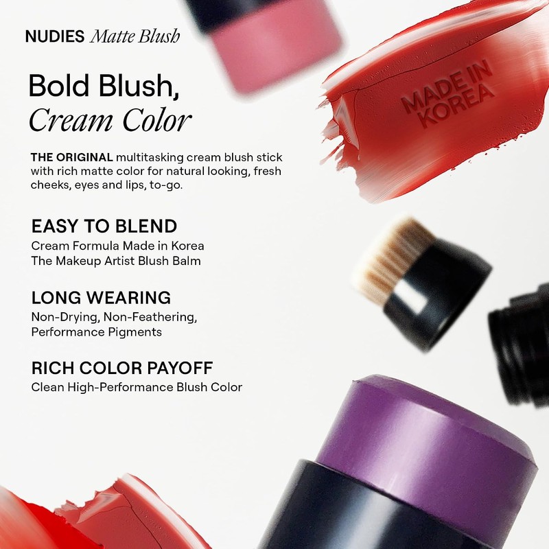 Nudestix Nudies Blush Stick – 3-in-1 Cream Blush for Cheeks,