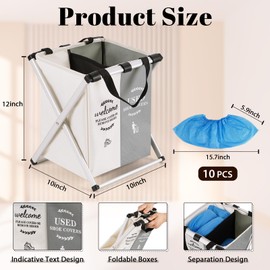 Natheeph Foldable Shoe Covers Disposable Box, Disposable Shoe Cover Dispenser Box with Please Remove Your Shoes Sign Covers for Open House Supplies Real Estate Agent Supplies with 10 Covers