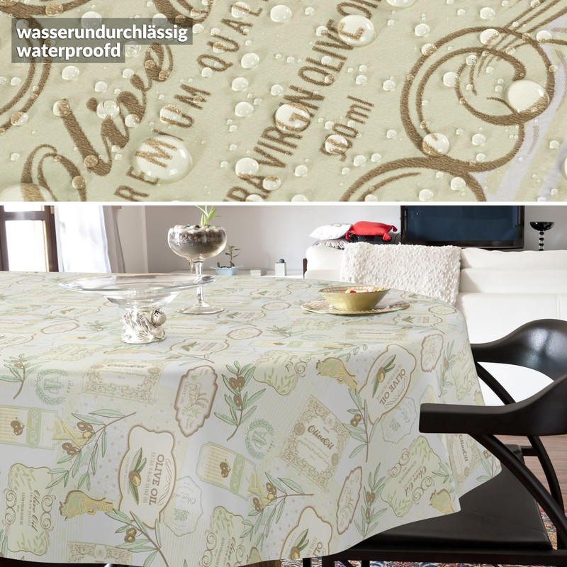 ANRO Oilcloth Tablecloth Wax Tablecloth Washable Garden Tablecloth Round Oval