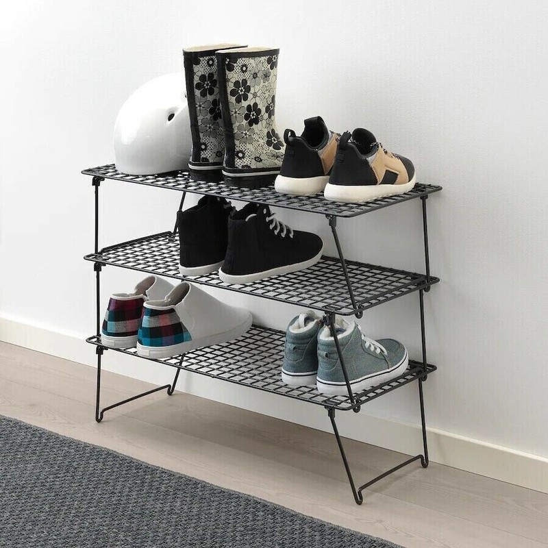 IKEA GREJIG SHOE RACK STORAGE, STEEL Gray 22 7/8x10 5/8", 403.298.
