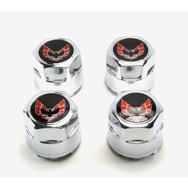 General Motors Set of 4 New 77-81 Pontiac Firebird Trans Am TA Snowflake Turbo Aluminum Wheel Chrome Center Caps Red Bird