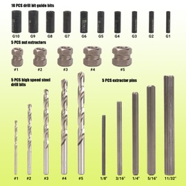 KAKILFOB Broken Bolt Extractor, 25 PCS Extractor Set, Easy Out Drill Bit Guides, Drill Extractor Kit for Removing Stripped, Damaged, Rusted, Rounded-Off Bolts, Automotive Nuts & Screws