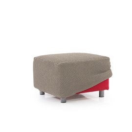 FAVERTI Copridivano super elastico e poggiapiedi quadrato da 40 a 60 cm | modello NOVELE | lino | protezione di qualità tessuto jacquard al tatto cotone | ottomano quadrato