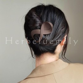 Herbeluemily HM-0087-R02-GYBE Hair Clip, Hair Claw, Eight Line, Gray Beige