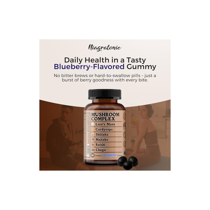 Mushroom Complex Gummies - 6 Mushroom Blend with Lion’s Mane,