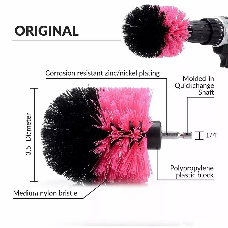 CarCarez 3 Pcs/set Drill Brush Power Scrubber Drill Attachments Cleaning