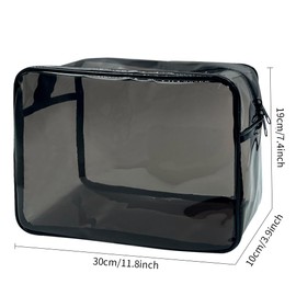 TotePrint Clear Toiletry Bag, PVC Makeup Bag for Women, Spacious Clear Cosmetic & Toiletry Pouch，Large Transparent Makeup Pouch for Travel (Black)