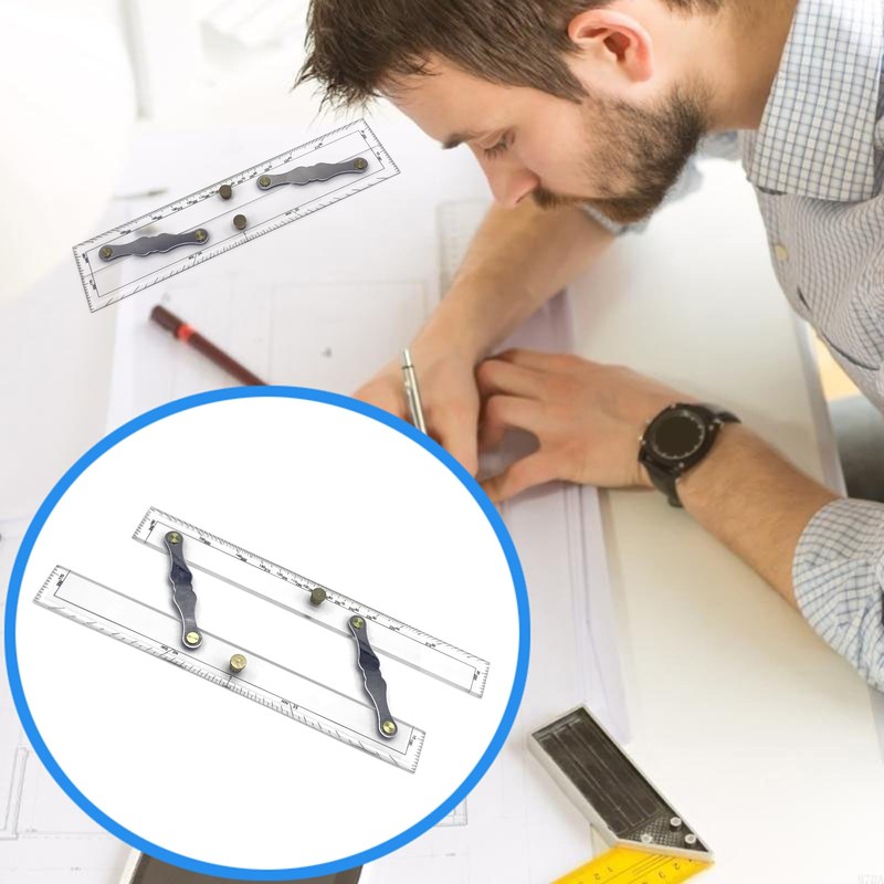 12" Marine Navigation Parallel Ruler - Parallel Ruler for Boat，Clear