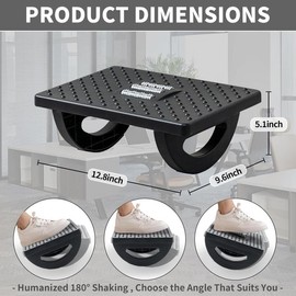 Foot Rest for Under Desk at Work -  Foot Stools for Under Office Desk - Rocking Footrest with Roller  -  Rest for Chair, Computer Gaming - Promote  Circulation - Color: Black