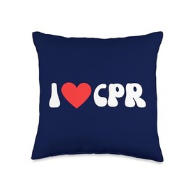 I Love CPR! Funny EKG Heartbeat First Aid Trainer Throw Pillow