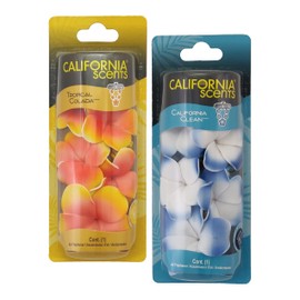 California Scents Scented Necklace, The Perfect Lei for Your Car - Hanging Flower Air Freshener (Combo 3, Tropical Colada + California Clean)