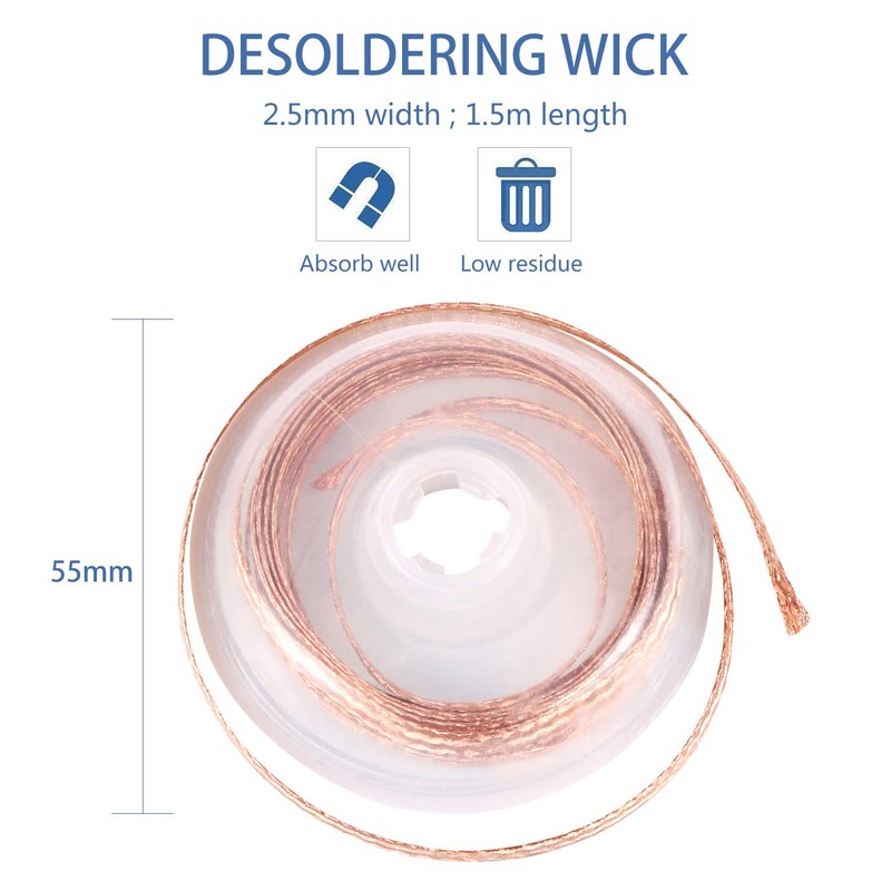 EVERMARKET(TM) Desoldering Wick, solder braid with 2.5mm Width, 1.5m Length