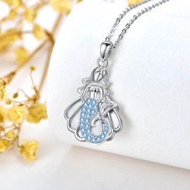 VONALA Mermaid Necklace Sterling Silver Sea Mermaid Pendant Necklaces Ocean Jewellery Beach Gifts for Women Girls