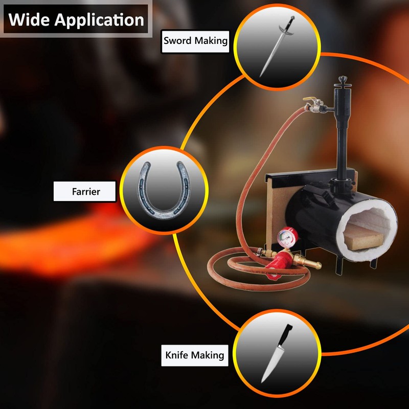 Portable Propane Forge Single Burner with One Side Brick Door,