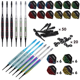 Turnart Darts Plastic Tip - Professional Soft Tip Darts Set for Electronic Dartboard 12 Pcs 18 Grams with 50 Extra Tips 24 Flights 2 Flight Protctors and Tool Kit Gift Darts (Blue)