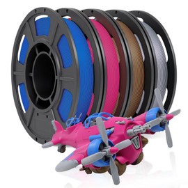 YOUSU PLA 4 * 250g 3D Printer Filament Bundle 1.75mm, Print with Most FDM 3D Printers, 1kg (2.2lbs), 4 Pack 250g Spool, Accuracy +/- 0.02mm，Blue+Silver+Chocolate+Purple