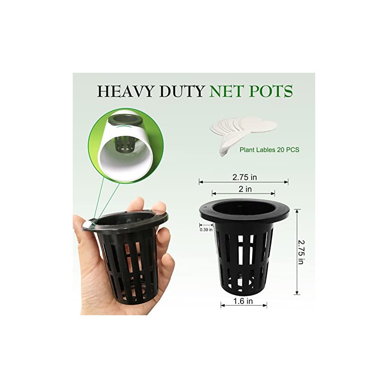 100 Pack 2" Heavy Duty Net Pots for Hydroponics &