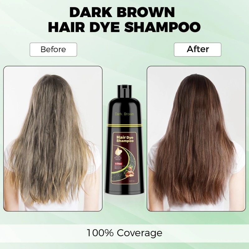 KAISASA Dark Brown Hair Dye Shampoo 3 in 1Argan Herbal