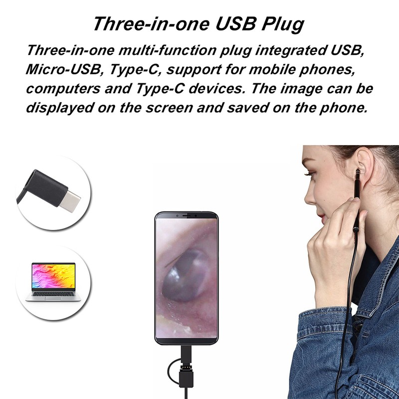 3-in-1 Mini Visual Ear Spoon USB HD Endoscope Camera Ear