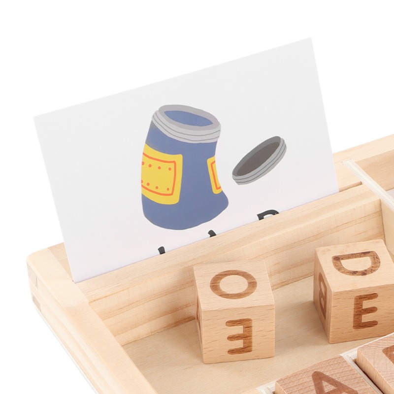 ABC Building Blocks English Letters 8 Blocks 30 Cards Wooden