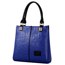 Bolsos de mujer Hobo Bolso de hombro de cuero de la PU de gran capacidad bolsas, Azul / Patchwork, L