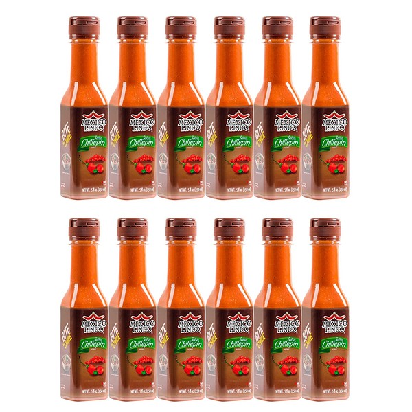 Mexico Lindo Chiltepin Hot Sauce | 14,200 Scoville Level | Traditional Spicy Flavor | 5 Fl Oz Bottles (Pack of 12)