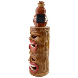 US Stock! Solar - Powered Resin Ornament - Bird Standing on Tiki - Style Carved Stake Light, Gardeners and Outdoor Decor LoversColor: As picture, Size: One Size