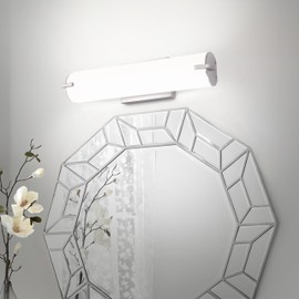 ASD LED 18" Vanity Wall Mount Light Fixture, Linear Bathroom Lighting Bar | 3CCT, Dimmable, Energy Star, ETL Listed | 20W 1500LM 3000-5000K 120V | Long Tube Bath Sconce Over Mirror | Nickel