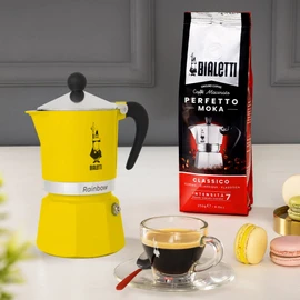 Bialetti Rainbow Caffettiera Colorata, Alluminio, Giallo, 1 Tazza,Yellow,30 x 20 x 15 cm