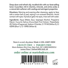 Mario Badescu Loción especial de pepino | Tónico facial que no seca ni irrita para eliminar el exceso de grasa y secar los brotes | Astringente revitalizante y clarificante para el rostro | 236 ml
