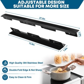 Anti-slip Not Sharp Stove Gap Covers Stainless Steel 2PCS 13.8"~27.6" Adjustable Oven Gap Filler for Counter Stove Guards Effectively Protect Cooktop Trim Kit Suitable for Uneven Surface
