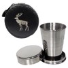 Knight 2oz Collapsible Drinking Cup with Leather Stag Case