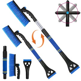 Car Ice Scraper with Broom, 3-in-1 Removable Ice Scraper, Car Removable Ice Scraper, Car Ice Scraper with Ergonomic Foam Handle, Removable Snow Brush Car, for Car Windscreen