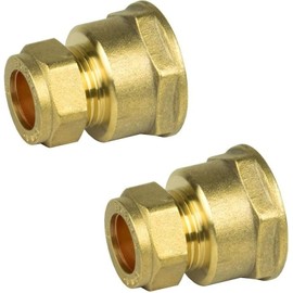 hep® 15mm Compression by 3/4" BSP Brass Female Iron Coupler Straight Adaptors 15mm x 3/4" BSP Female (Pack of 2)