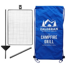 Zalderan Campfire Grill – Small, Lightweight 304 Stainless Steel Cooking Grate for Camping, Hiking, Backpacking – Portable Campfire Cooking Grill for 1–2 People