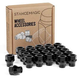 24pcs Black Open ET Lug Nuts - Metric 12x1.5 Thread Size - 1 inch Length - Extended Threads - Cone Conical Taper Seat Shank - Compatible with Select 6Lug Vehicles and Aftermarket Wheels