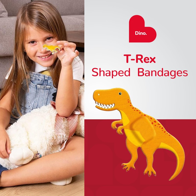 BioSwiss Bandages, Dinosaur Shaped Self Adhesive Bandage Set, Latex Free,