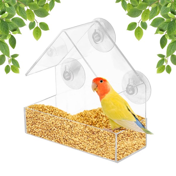 WUBAYI Window Bird Feeder,Acrylic Clear Bird Feeder Bird Feeder Window