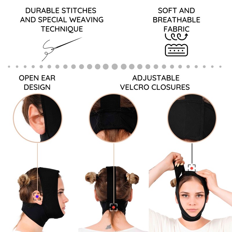 Post Surgery Neck and Chin Compression Garment Wrap Bandage for