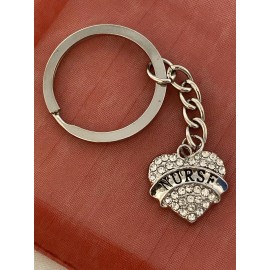 NURSE Crystal Rhinestone Heart Pendant Keychain GRADUATION, School, GIFT,