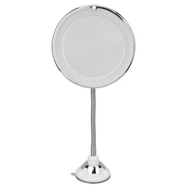 360° Swivel Magnifying Mirror, Battery Operated 10X Magnification Flexible Cordless Goose Neck LED Fill Light Suction Cup, Adjustable Gooseneck for Home Office Travel Makeup